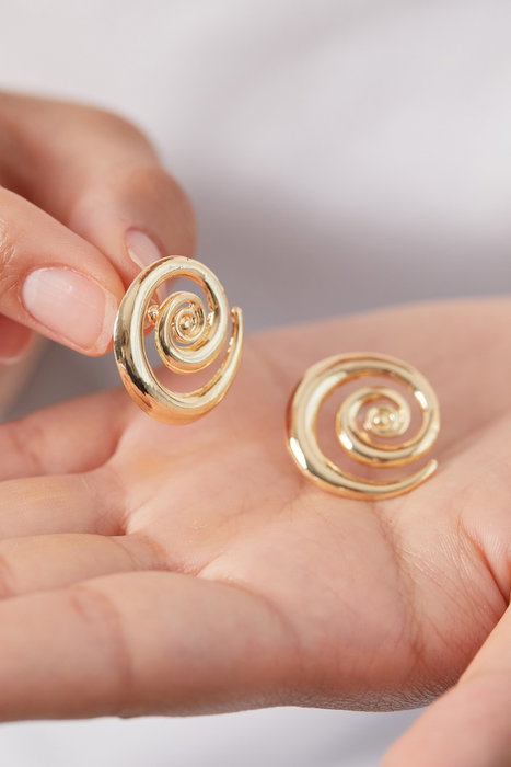 Heliophilia Silver Pendientes de Metal Dorados con Recubrimiento de Laca